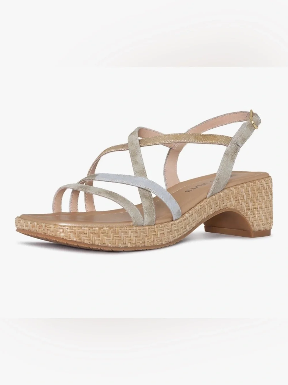 Donald J. Pliner Metallic Multi-Strip Wedge Sandals - Gold, Silver, Champagne